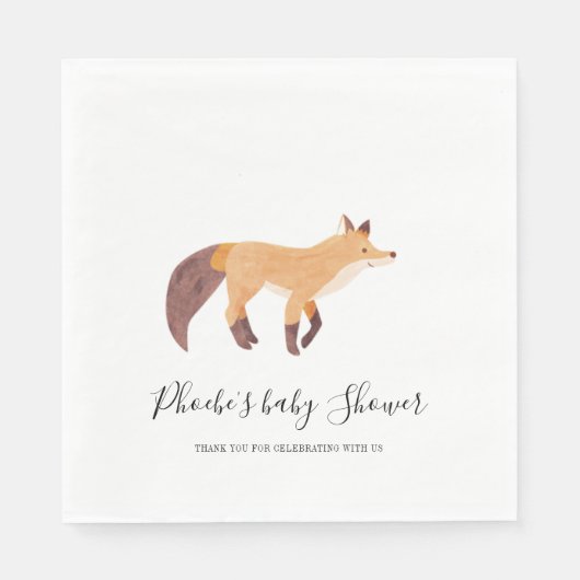 Woodland Animal Fox Babyduschpapier Serviette (Vorderseite)