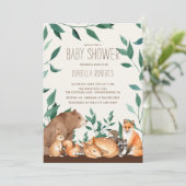 Woodland Animal Friends Kinderdusche Einladung (Stehend Vorderseite)