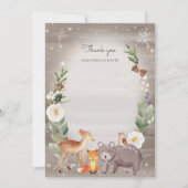 Woodland Animal Friends Sparkle Baby Dusche Dankeskarte (Vorderseite)