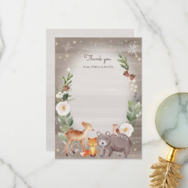 Woodland Animal Friends Sparkle Baby Dusche Dankeskarte