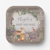 Woodland Animal Friends Sparkle Baby Dusche Pappteller (Vorderseite)