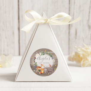 Woodland Animal Friends Sparkle Baby Dusche Runder Aufkleber