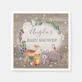 Woodland Animal Friends Sparkle Baby Dusche Serviette