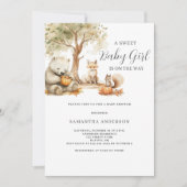 Woodland Animal Girl Kinderdusche Einladung (Vorderseite)