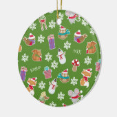 Woodland Animal Muster Grün Frohe Weihnachten Keramik Ornament (Links)