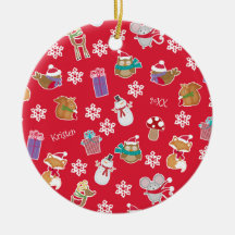 Woodland Animal Pattern Red Frohe Weihnachten