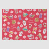 Woodland Animal Pattern Red Frohe Weihnachten Seidenpapier (Vorderseite)
