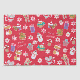 Woodland Animal Pattern Red Frohe Weihnachten Seidenpapier