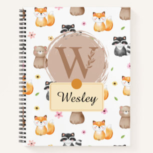 Woodland Animal Personalisiert - mit Buchstabe W b Notizblock