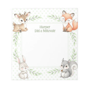 Woodland Animal Personalisiert Mitzvah Notes Notep Notizblock