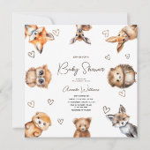 Woodland Animal Theme Kinderdusche Einladung (Vorderseite)