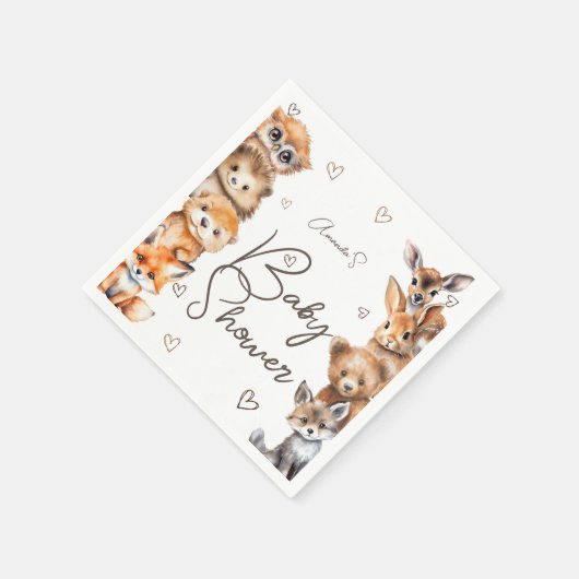 Woodland Animal Theme Kinderdusche Einladung Serviette (Ecke)