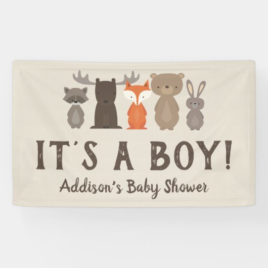 Woodland Animal Themed Baby Dusche Banner Groß (Horizontal)