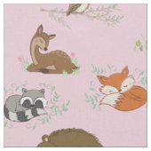 Woodland Animal Watercolor Baby Kinderzimmer Stoff (Nahaufnahme)