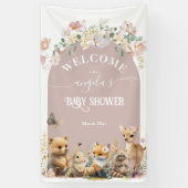 Woodland animal Wildblume Girl Baby Duschkabine Banner (Vertikal)