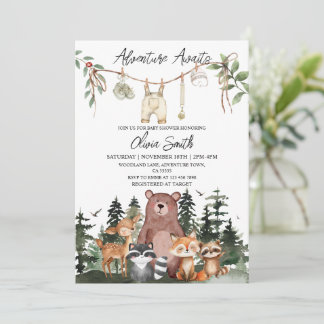 Woodland Animals Adventure Awaits Baby Shower Einladung