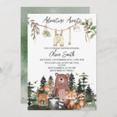 Woodland Animals Adventure Awaits Baby Shower Einladung (Vorne/Hinten)