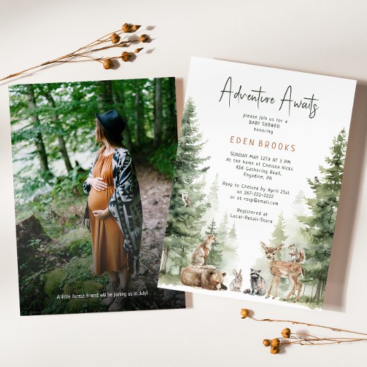 Woodland Animals Adventure Awaits Shower Foto Einladung