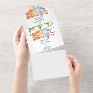 Woodland Animals Adventure Baby Dusche All In One Einladung