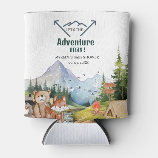 Woodland Animals Adventure Baby Dusche Dosenkühler (Vorderseite)