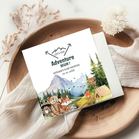 Woodland Animals Adventure Baby Dusche Serviette