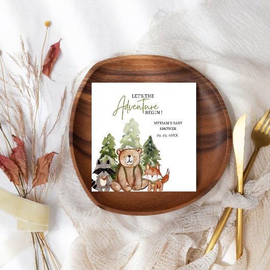 Woodland Animals Adventure Baby Dusche Serviette