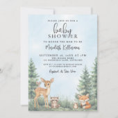 Woodland Animals Adventure Baby Shower Einladung (Vorderseite)