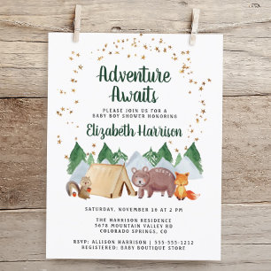 Woodland Animals Adventure Baby Shower Einladung