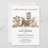 Woodland Animals Adventure erwartet Baby Shower Einladung (Vorderseite)