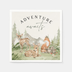 Woodland Animals Adventure erwartet Baby Shower Serviette
