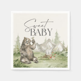 Woodland Animals Adventure erwartet Baby Shower Serviette