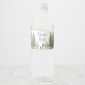Woodland Animals Adventure erwartet Baby Shower Wasserflaschenetikett (Vorderseite)