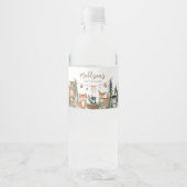 Woodland Animals Adventure erwartet Baby Shower Wasserflaschenetikett (Vorderseite)