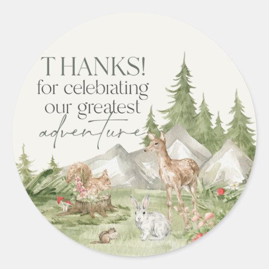 Woodland Animals Adventure erwartet Gunst Sticker (Vorderseite)
