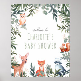 Woodland Animals Baby-Dusche Begrüßungspposter Poster