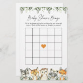 Woodland Animals Baby Dusche Bingo Spiel (Vorne/Hinten)