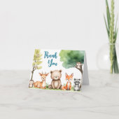 Woodland Animals Baby Dusche Blue Danke Karte (Vorderseite)