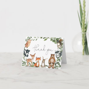 Woodland Animals Baby Dusche Danke Karte
