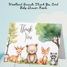 Woodland Animals Baby Dusche Danke Karte