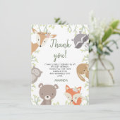 Woodland Animals Baby Dusche Danke Karte (Stehend Vorderseite)