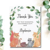 Woodland Animals Baby Dusche Danke Postcard Postkarte