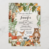 Woodland Animals Baby Dusche Einladung Grüne (Vorne/Hinten)