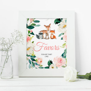 Woodland Animals Baby Dusche Favorit Schild