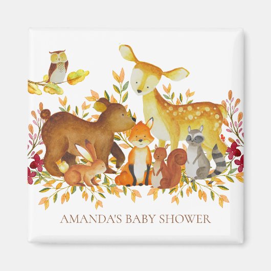 Woodland Animals Baby Dusche Gefallen Magnet (Vorne)
