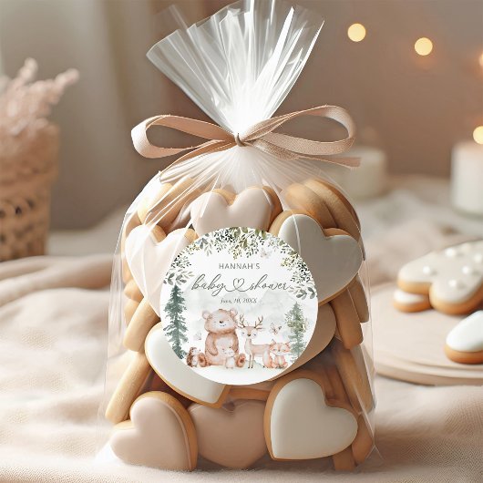 Woodland Animals Baby Dusche Gefallen Runder Aufkleber