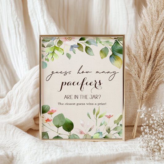 Woodland Animals Baby Dusche Guess Spiel Schild