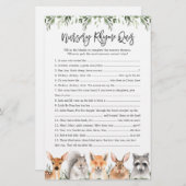 Woodland Animals Baby Dusche Kinderzimmer Rhyme Qu (Vorne/Hinten)