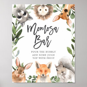 Woodland Animals Baby Dusche Mimosa Bar Zeichen Poster