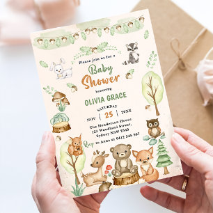 Woodland Animals Baby Dusche Party Einladung