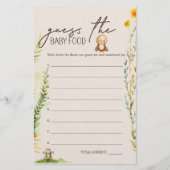 Woodland Animals Baby Dusche Ratet Baby Food Game Flyer (Vorne)